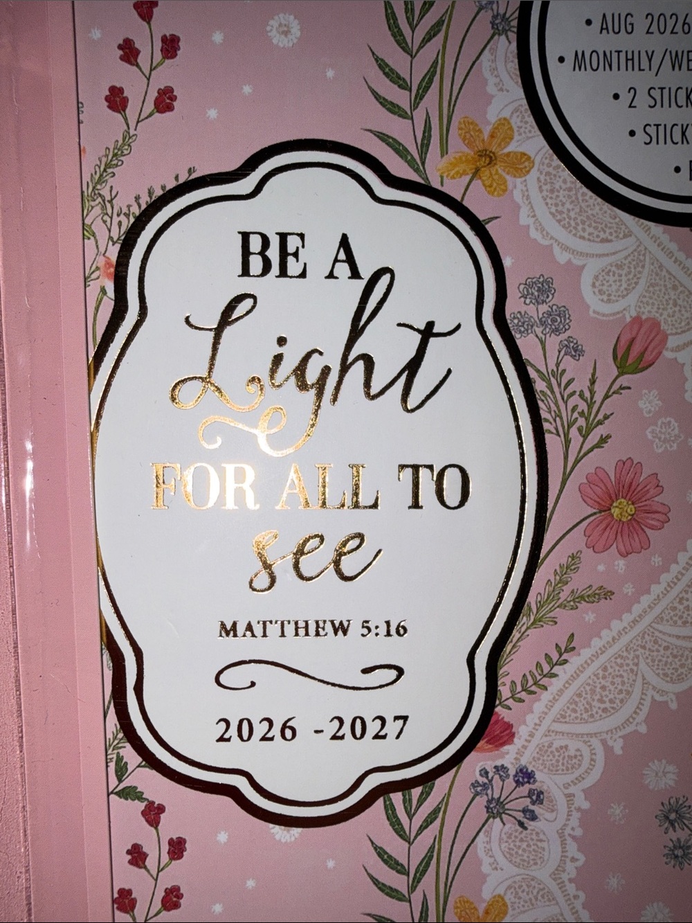 Be A Light Floral 18-Month Agenda with Gold Pen - Pink - Picture 3 of 10